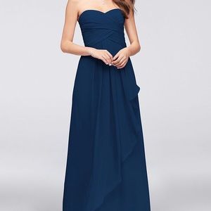 David’s bridal cascading chiffon strapless dress